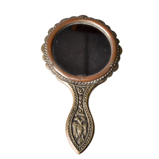 Vintage Handheld Bronze Seashell Mirrors- a Pair For Sale - Image 4 of 7