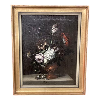 Northern School Artist, Still Life with Bouquet, Oil on Canvas, Framed For Sale