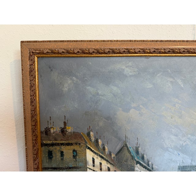 Late 20th Century Listed Artist C. Burnett Oil Painting on Canvas, Paris Street View Framed Signed For Sale - Image 4 of 10