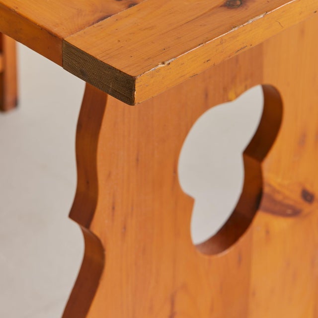 French Pine Fold-Out Dining Table or Desk with Integrated Bookshelf, 1960s For Sale - Image 9 of 11