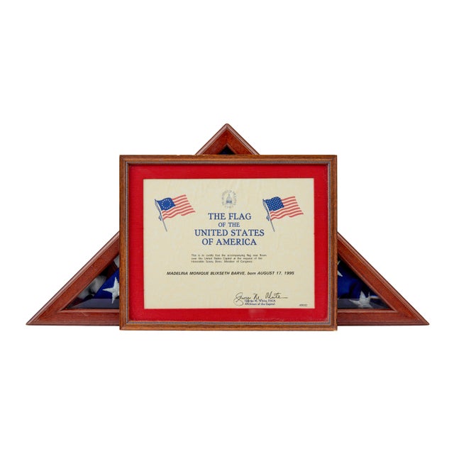Modern American Flag in Glazed Presentation Cabinet, 1995 For Sale - Image 3 of 7