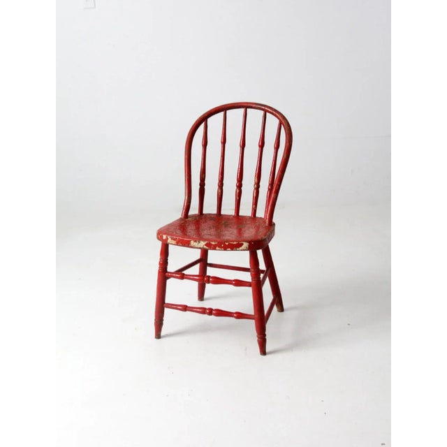 Antique Red Spindle Back Chair For Sale - Image 12 of 12