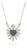 Sacred Heart Blue Sapphire & Diamond Sunburst Pendant Necklace in 14k White Gold For Sale