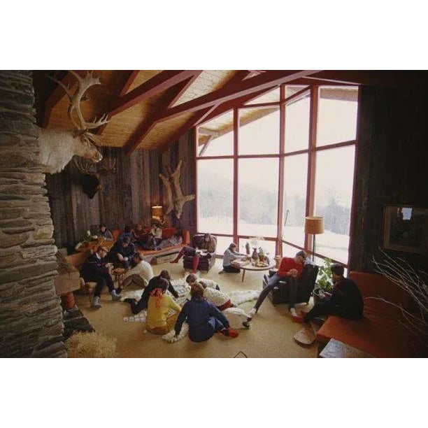 On the Slopes of Sugarbush 1960 A group of people relaxing in a chalet in the Sugarbush Mountain ski resort, one of the...