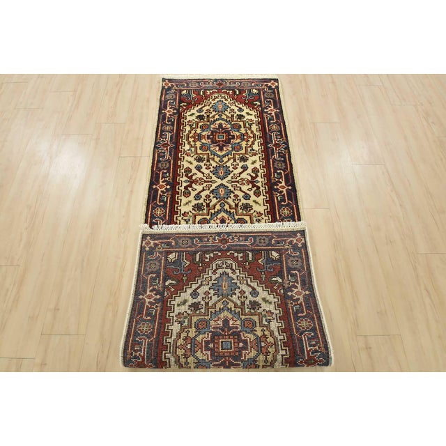 Heriz Runner 2’7” X 7’11” Ivory Wool Tribal Hand-Knotted Oriental Rug For Sale - Image 11 of 12