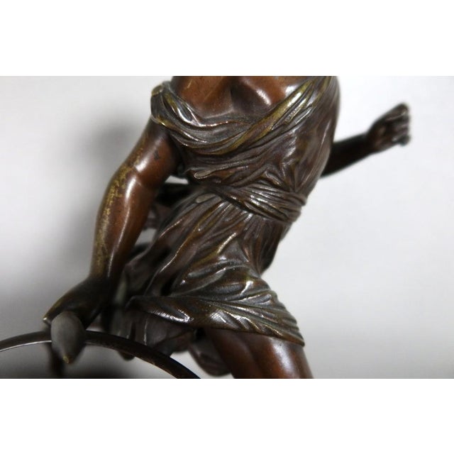 Brown Duchoiselle, The Child with the Hoop, 1800s, Bronze For Sale - Image 8 of 11