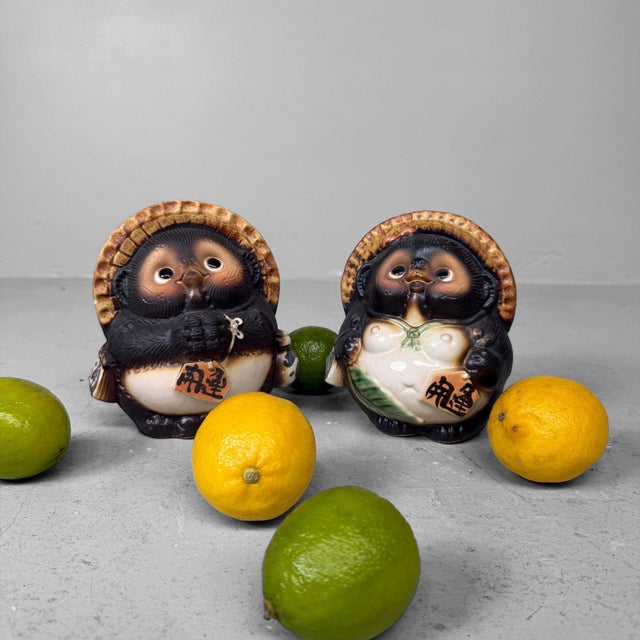 Vintage Japanese Ceramic Tanuki, 1960s, Set of 2 For Sale - Image 4 of 17