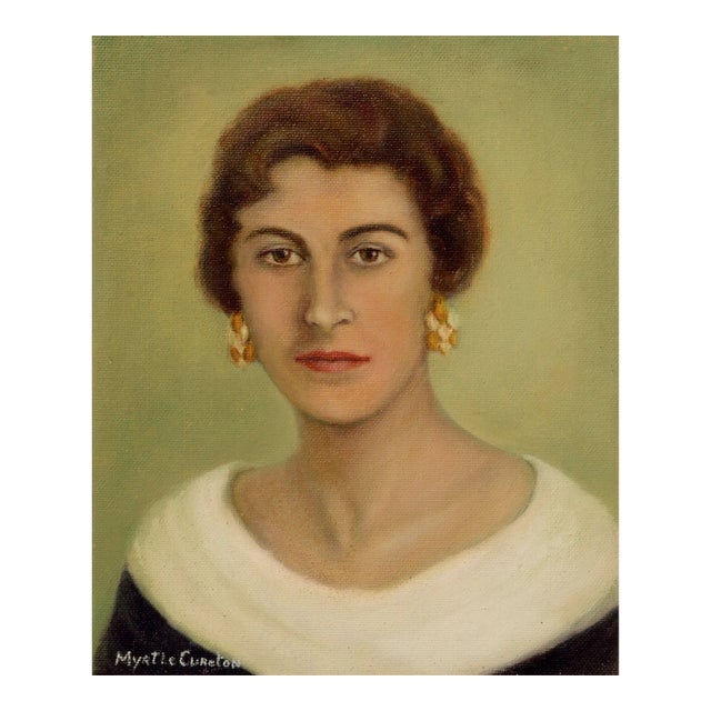 Mid Century Portrait of the Artist by Myrtle Cureton For Sale