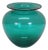 Vintage Hand Blown Teal Green Glass Vase Urn Leech Bowl 6" For Sale