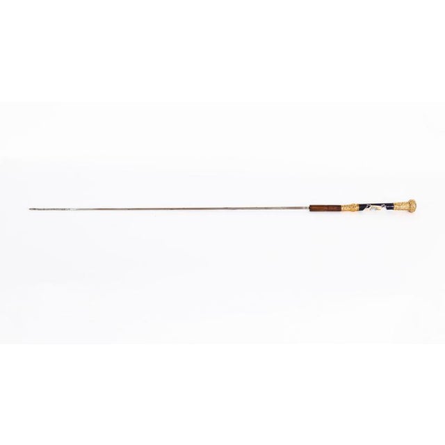 Blue Antique French Gold Plate Walking Stick in Sevres Porcelain, 1800s For Sale - Image 8 of 18