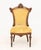Aesthetic Movement Walnut Side Chair, with geometric crest, burl walnut inlay, and butter yellow floral upholstered seat...