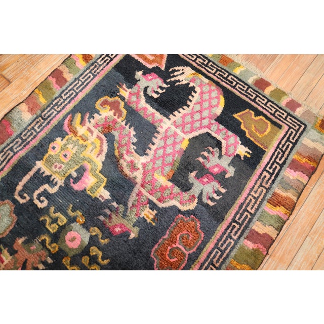 Early 20th Century Colorful Dragon Tibetan Rug - 2'9" x 5'1" For Sale - Image 4 of 6