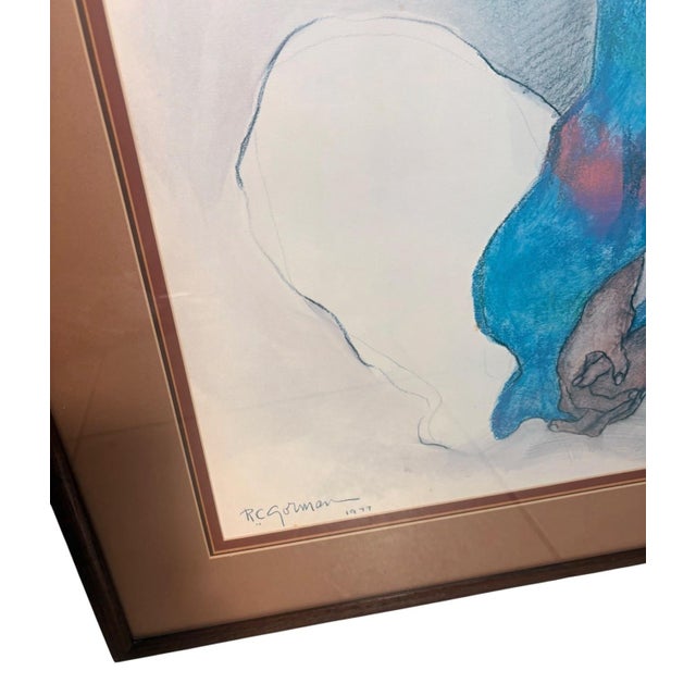 Blue Rc Gorman Woman in Blue Blanket 1977 Framed Signed Lithograph For Sale - Image 8 of 10