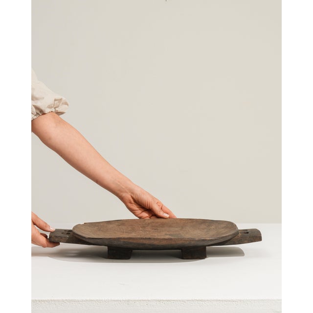 Mid 20th Century Mid 20th Century Mali Brutalist Brown Wood Platter For Sale - Image 5 of 18