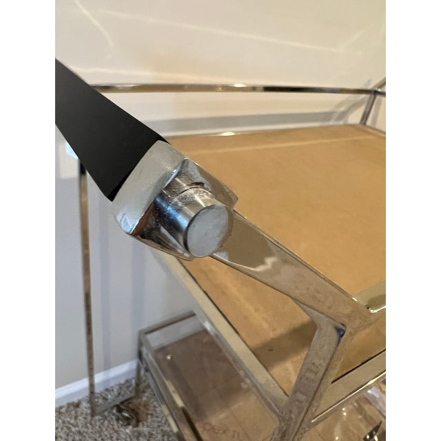 Naya Polished Chrome Bar Cart With Smoke Acrylic Shelves For Sale - Image 4 of 18
