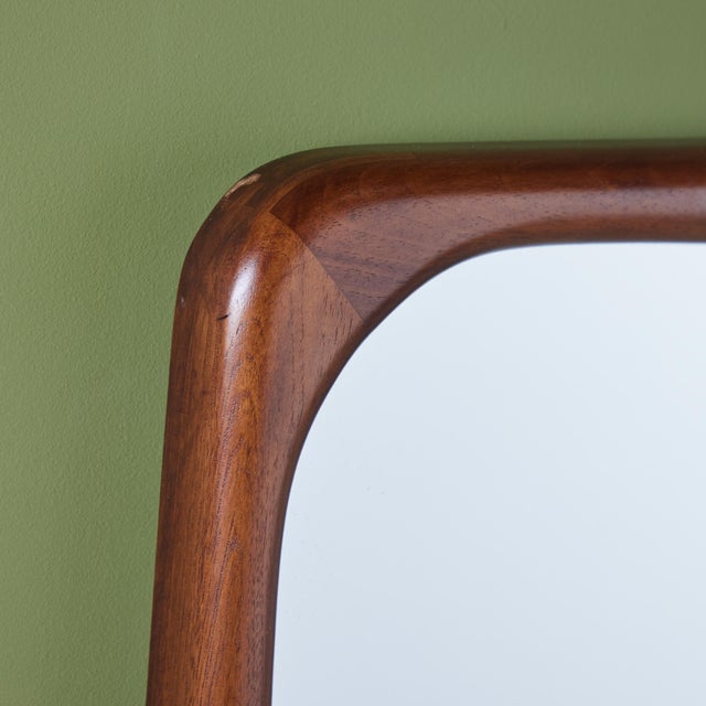 Sculptural Walnut Wall Mirror | Chairish