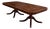 Regency Style Burl Wood Double Pedestal Dining Table With Brass Greek Key Inlay & Two 25” Leaves For Sale