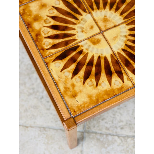 1960s Vintage Teak and Ceramic Coffee Table with Sun Motif, 1960 For Sale - Image 5 of 13