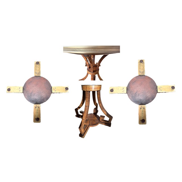 French Greek Key Round Side Tables, Brass, Burlwood, Set of 2 For Sale - Image 17 of 18