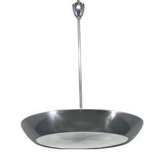 Bauhaus UFO Pendant Light in Chrome and Glass from Drupol, 1940s For Sale