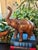 This leather wrapped elephant has its trunk up for good luck! Created from leather covering paper mache, the size allows...