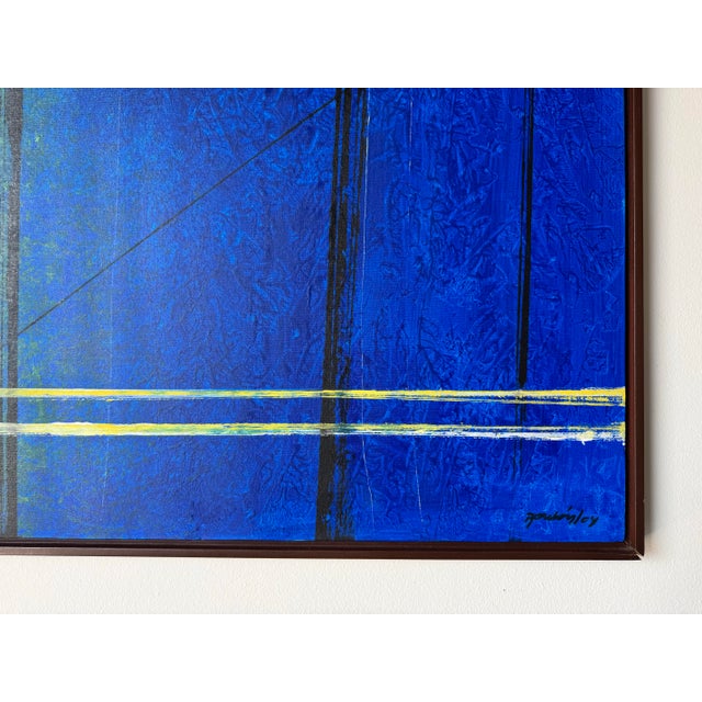 Vintage Expressionist Abstract Acrylic on Canvas Painting - Signed For Sale - Image 10 of 11