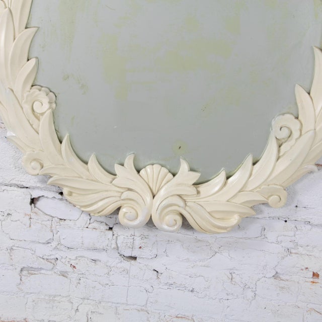 Early 20th Century Art Deco Large Distressed Plaster Mirror Round Acanthus Foliate Frame Style of Serge Roche For Sale - Image 13 of 17