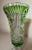 Green Vintage Handmade Green Czech Cut to Clear Crystal Glass Tall Ornate Flower Vase For Sale - Image 8 of 10