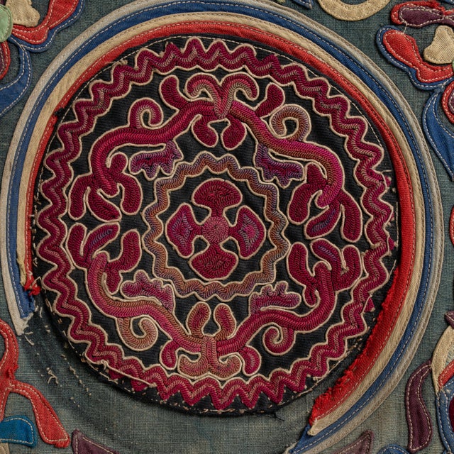 Chinese Early 20th Century China Tan Textile Wall Hanging For Sale - Image 3 of 15