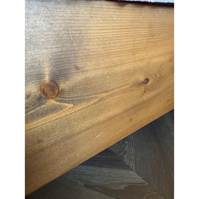 Custom Solid Wood King Bed Frame With Handcrafted Headboard – Rustic Modern / Farmhouse Style For Sale In San Diego - Image 6 of 8