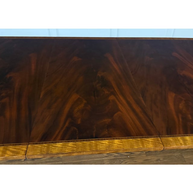 Brown Traditional Mahogany Scallop Cornered Double Pedestal Mahogany Dining Table by Leighton Hall - Showroom Sample For Sale - Image 8 of 15