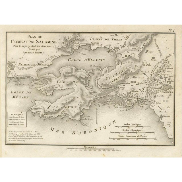 Antique Battle Map of Salamis from Ambroise Tardieu, 1821 For Sale - Image 9 of 9
