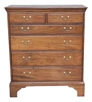 Late 20th Century Kittinger Williamsburg Collection Mahogany Chippendale Chest of Drawers Wa 1008