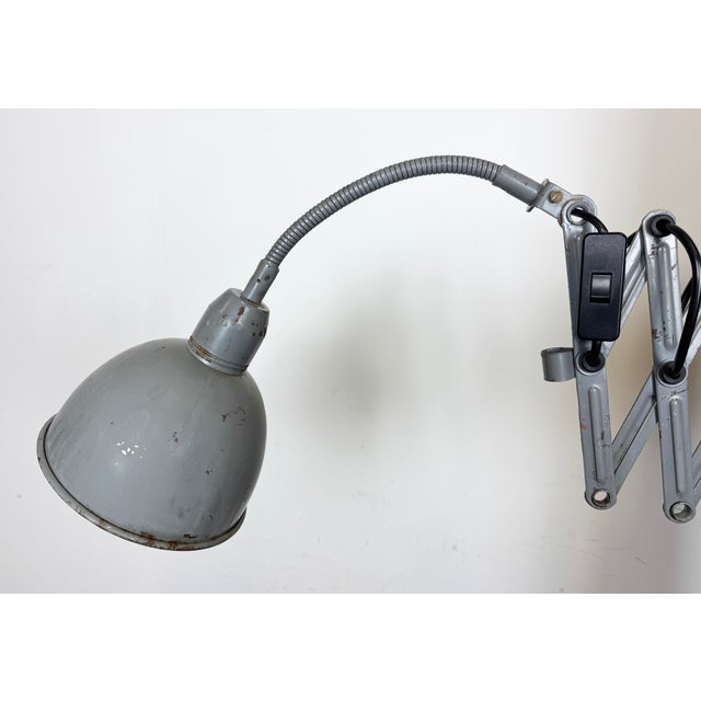 Grey Industrial Scissor Wall Lamp from Elektroinstala, 1960s For Sale - Image 9 of 18