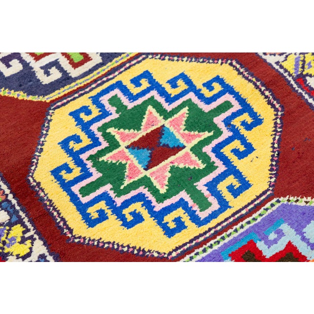 Vintage Turkish Hand-Knotted Wool Runner With Colorful Octagonal Medallions For Sale In New York - Image 6 of 10