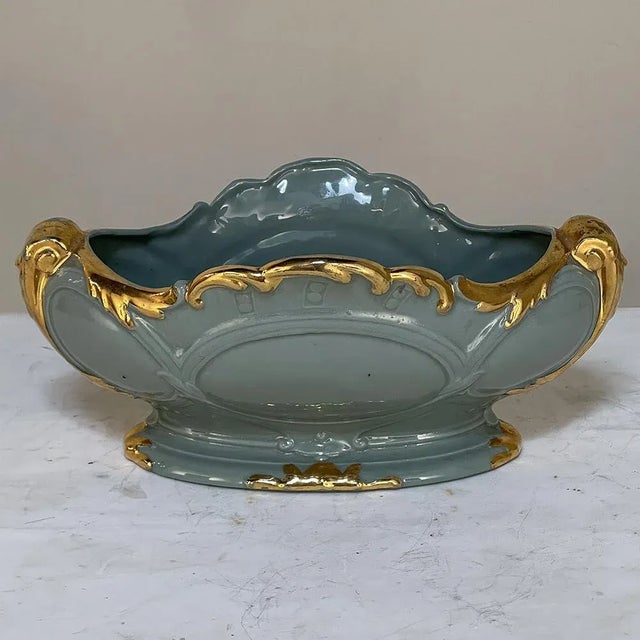 Early 20th Century Early 20th Century Art Deco Period Painted Porcelain Jardiniere Planter For Sale - Image 5 of 13