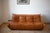 Brown Pine Leather Togo Living Room Set attributed to Michel Ducaroy for Ligne Roset, 1979, Set of 5 For Sale - Image 8 of 11