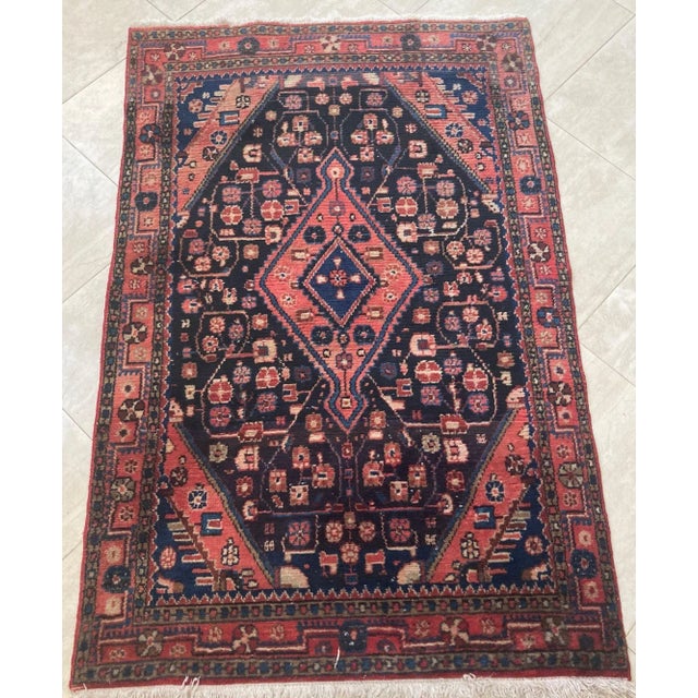 Small hand-knotted rug from Eastern Turkey, circa 1940. Size: 3ft 6 in x 5ft 8in. Traditional Turkish design with colors...