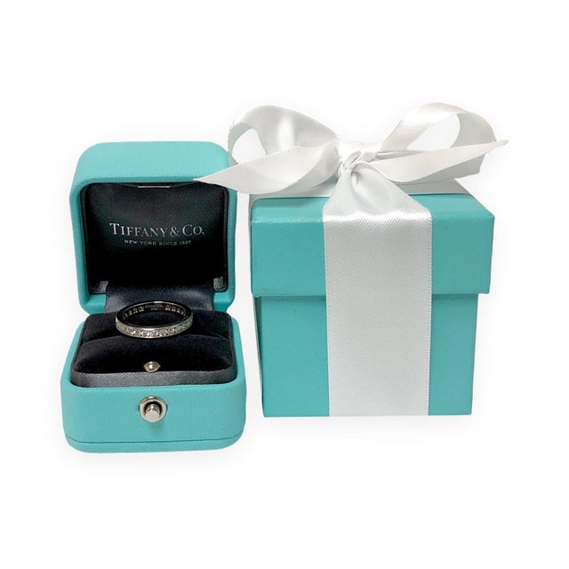 Tiffany & Co. Plat Full Circle 3mm Channel-Set Diamond Eternity Band Ring 6.75 For Sale In New York - Image 6 of 6