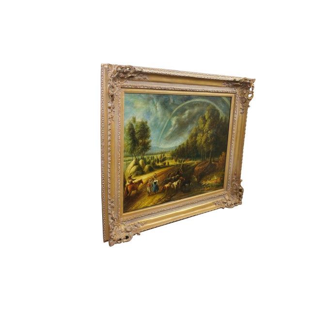 Realism Late 20th Century The Rainbow Landscape Oil Painting on Linen After Peter Paul Rubens 39" For Sale - Image 3 of 13