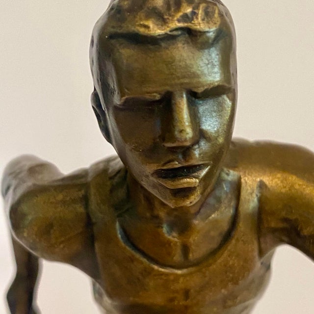 Art Deco Style 1950s Bronze Track and Field Runner Trophy For Sale - Image 12 of 16