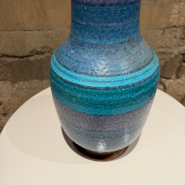 Aldo Londi Bitossi Table Lamp Stripped Blue Mid-Century Modern For Sale - Image 13 of 13