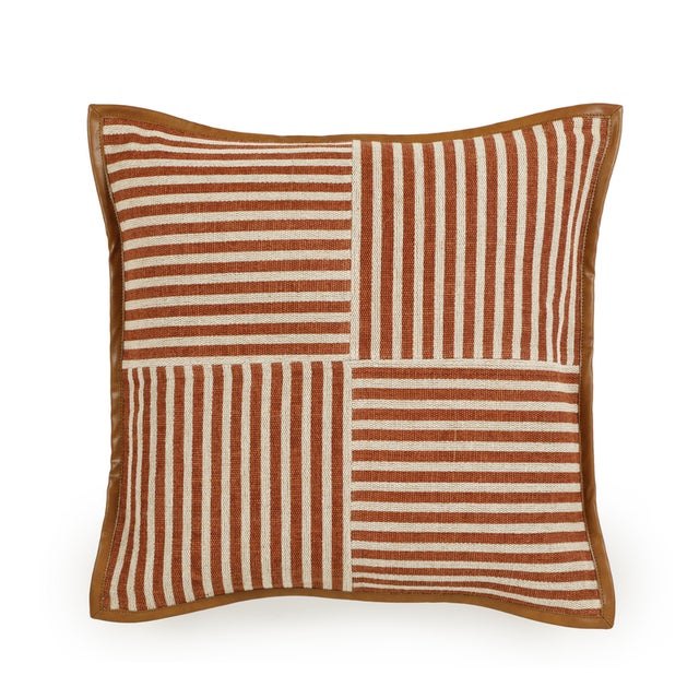 2020s Kora Striped Terracotta Cotton Jute Throw Pillow For Sale - Image 5 of 5