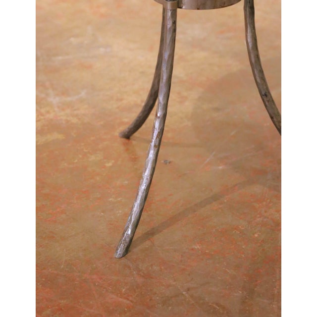 Metal Late 20th Century French Wrought Iron Bistrot Table With Limestone Top For Sale - Image 7 of 8