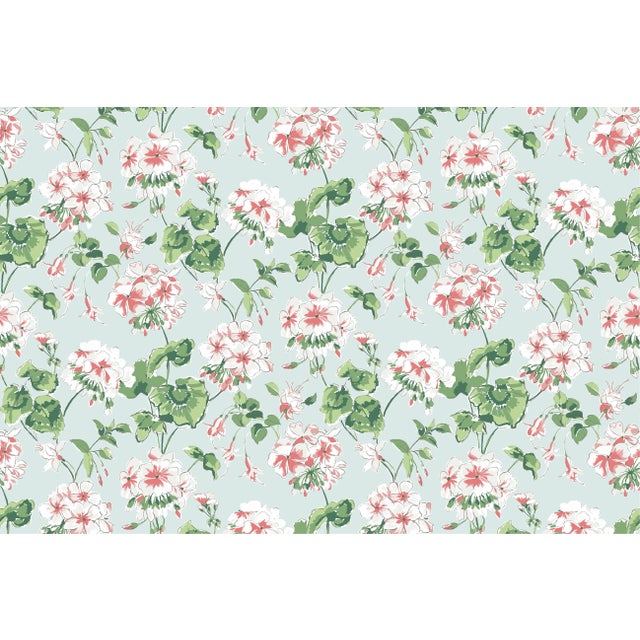 A 9.5" x 9.5" sample of Cottage Grove Sky Blue Care Instructions: Pure Solvants Dry Cleaning