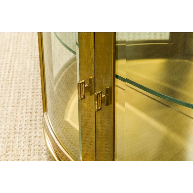 Mastercraft Brass Illuminated Demilune Vitrine Cabinet, 1970s, Signed For Sale - Image 12 of 16