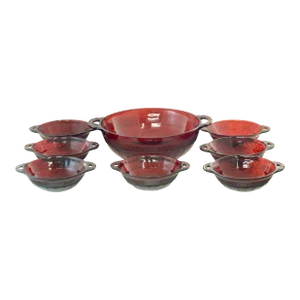 Ruby Red Glass Bowls – Set of 8
