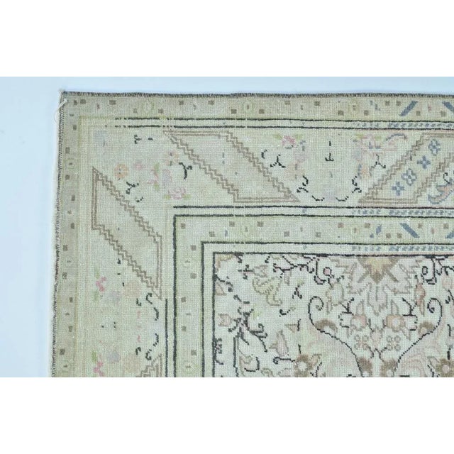 Turkish Oriental Low Pile Neutral Area Rug For Sale - Image 6 of 11