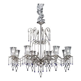 Fenice Crystal 8 Lights Chandelier in Polished Chrome and Glass by Aggiolight For Sale
