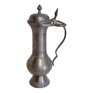 Continental Pewter Flagon With Hinged Lid, C. 1900 For Sale